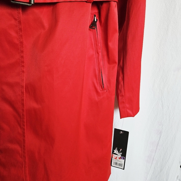 MOSSIMO Womens Red Y2K Retro Classic Preppy Belted Trench Coat Jacket Sz XL NEW! - Picture 7 of 14